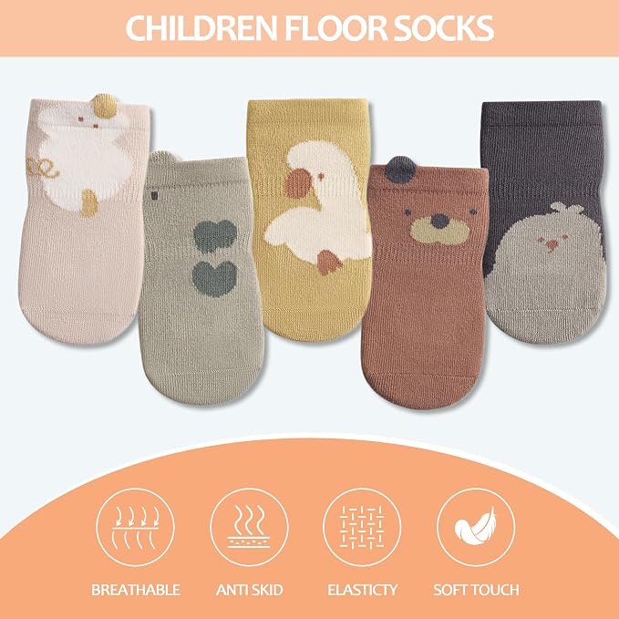 TRUEHAN 5 Pairs Toddler Non Slip Socks - Image 5