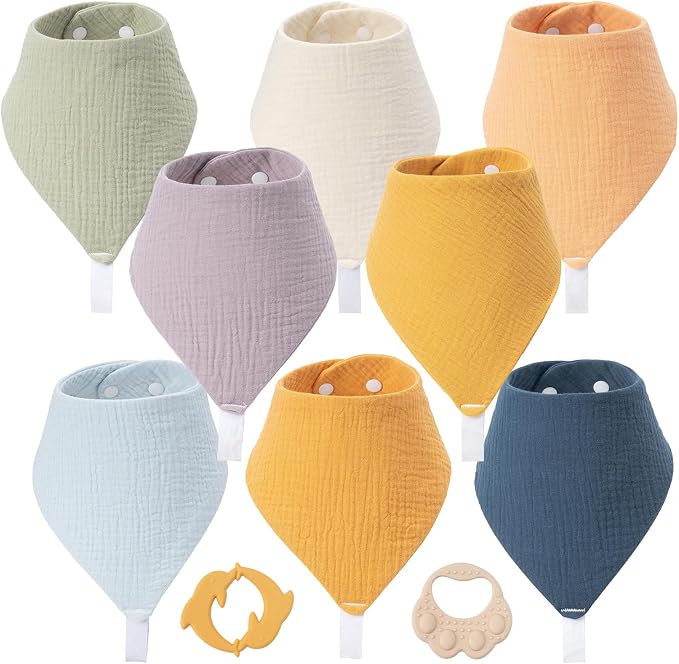 8-Pack Muslin Baby Bibs for Drooling and Teething | Soft& Absorbent, 100% Cotton by Unknown