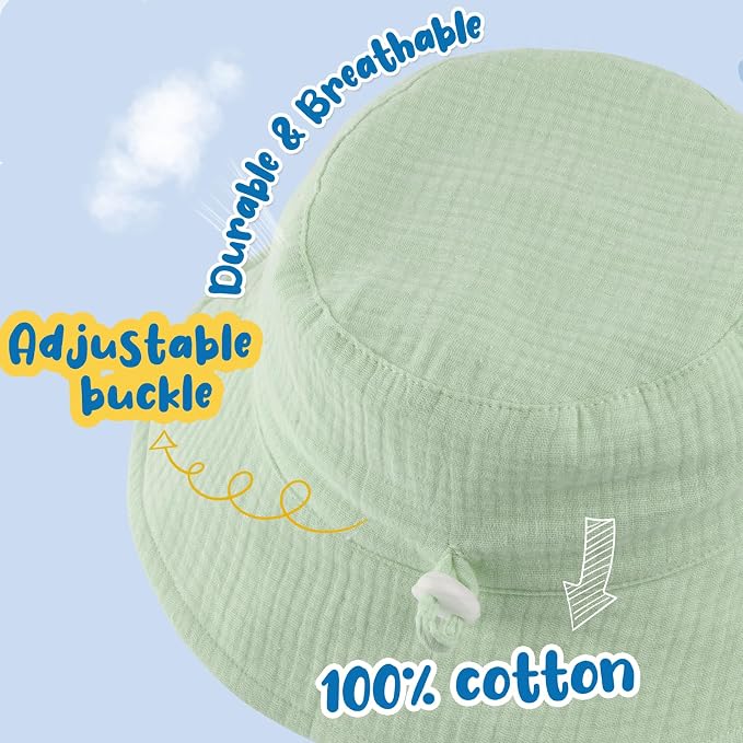 Muslin Baby Sun Hat Sun Protection Baby Toddler Bucket Hats - Image 2
