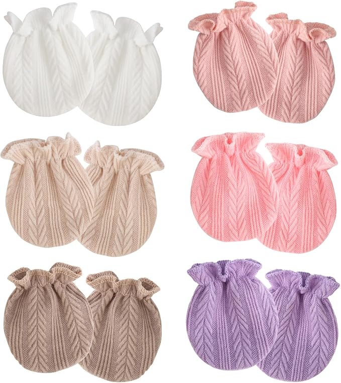 AQOKKA Newborn Baby Mittens No Scratch Cotton Elastic Wrist Gloves Infant by AQOKKA