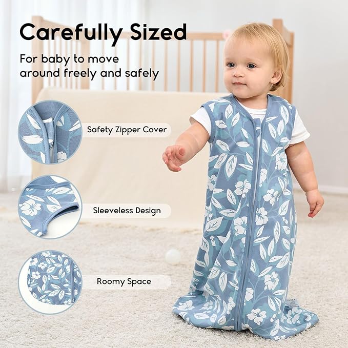 Yoofoss Baby Sleep Sack 6-12 Months 0.5 Tog Wearable Blanket for Baby, 3 Pack 100% Organic Cotton Infant Toddler Sleeping Sack 2-Way Zipper Lightweight Sleep Sack