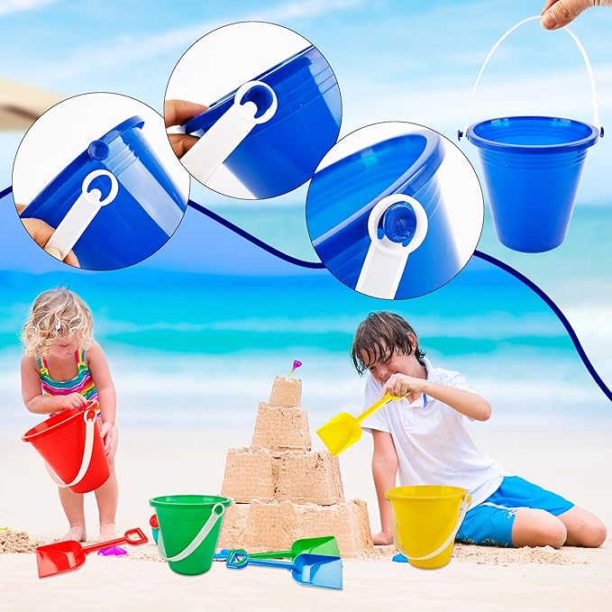 40 Pack Beach Bucket and Shovel Set Mini Plastic Buckets Sand Shovel Sand Pail Bulk for Kids Summer Seaside Beach Pool Party