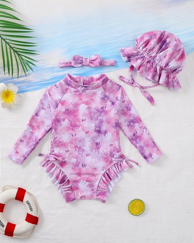 Renotemy Baby Swimsuit Girls One-Piece Swimwear Baby Beach Essentials 3M-3T - Image 2