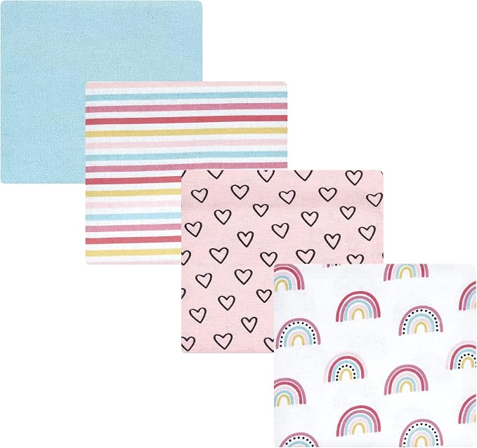 Hudson Baby Unisex Baby Cotton Flannel Receiving Blankets, Modern Rainbow by HudsonBaby