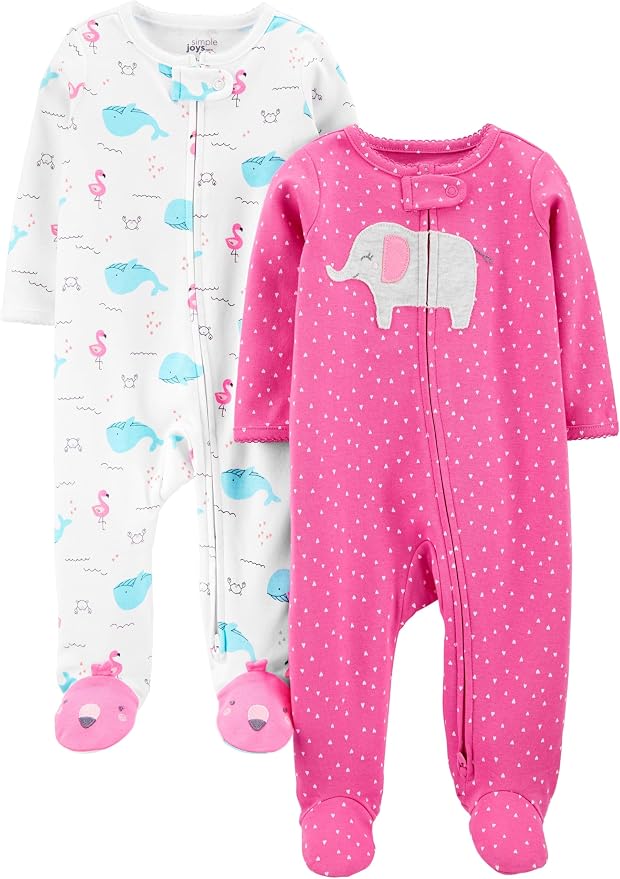 Simple Joys by Carter's Baby Girls' Cotton Footed Sleep and Play by SimpleJoysbyCarters