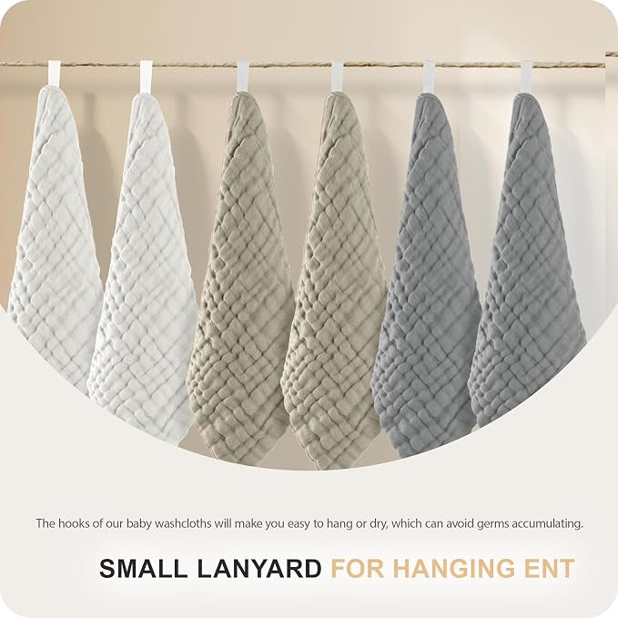 Cuddle Campus Baby Washcloths 6 Packs, Muslin Washcloths Baby, Cotton Burp - Image 6