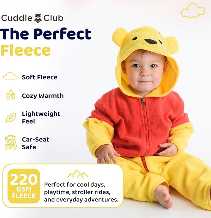 Cuddle Club Fleece Baby Bunting Bodysuit Hoodie, Newborn - Image 4