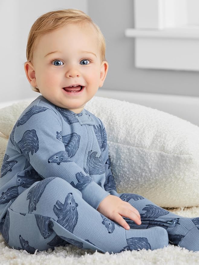 Simple Joys by Carter's Unisex Baby 2-way Zip Thermal Footed Sleep and Play - Image 3