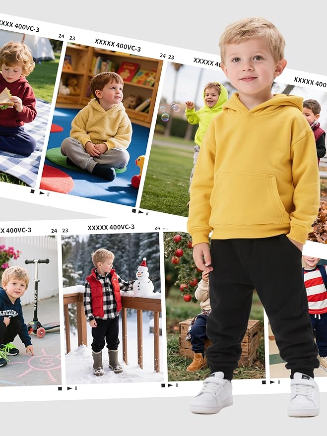 3 Pack Fleece Toddler Boys Sweatpants Kids Joggers Soft Cotton Toddler Boys Girls Sweatpants with Pocket Drawstring