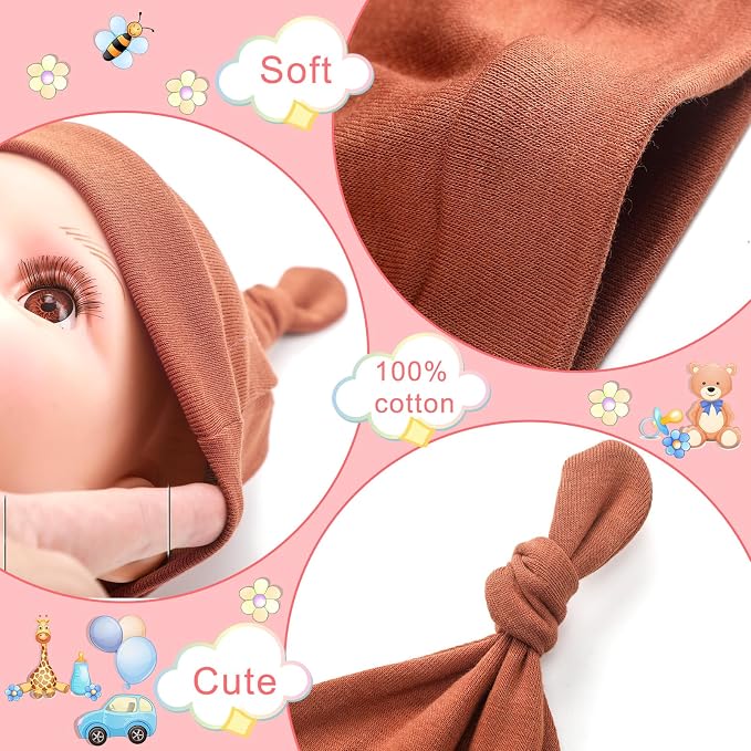 Toulite 10 Set Newborn Baby Socks Hat and Mittens Soft Ankle Sock Newborn - Image 4