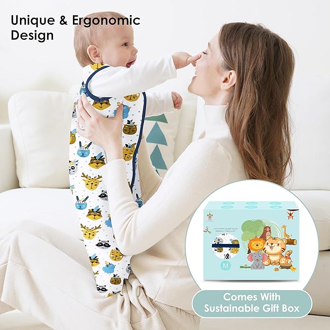 Cute Castle Baby Sleep Sack 12-18 Months - Lightweight 100% Cotton 2-Way Zipper TOG 0.5 Infant Wearable Blanket, Newborn Essentials Toddler Sleep Clothes, 3 Pack(Blue, Balloons, Animals)