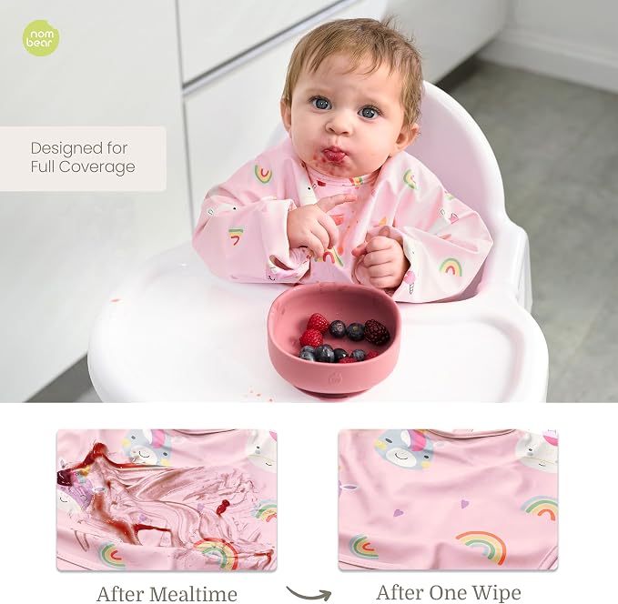 Waterproof Smock Baby Bibs for Eating | Long Sleeve Bib for Baby Led Weaning - Image 2