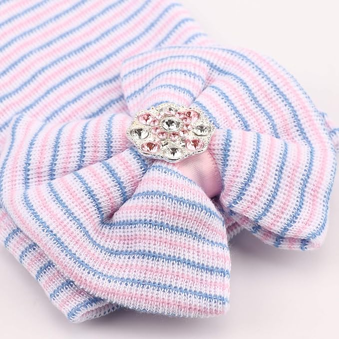 Newborn Baby Girl Hats with Bow No Scratch Cotton Toddler Infant Hat Beanie - Image 7