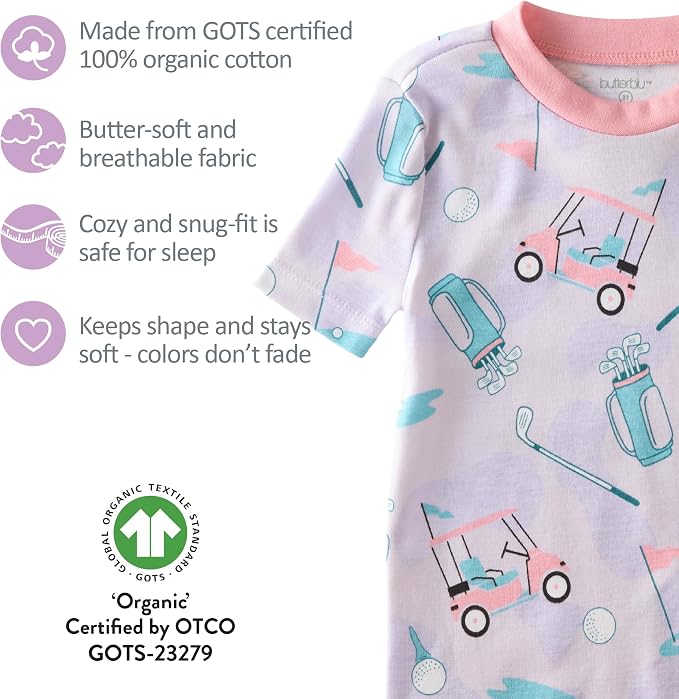 Butterblu Shade Snug-fit 2-Piece Short Sleeve PJs 100% Organic Cotton - Image 5