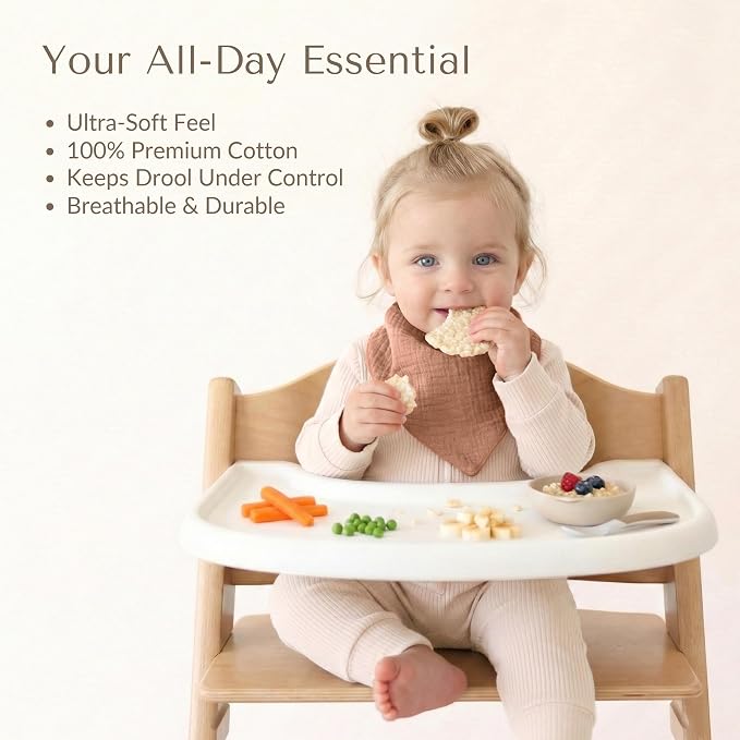 Konssy 10 Pack Baby Muslin Bandana Bibs - Image 6
