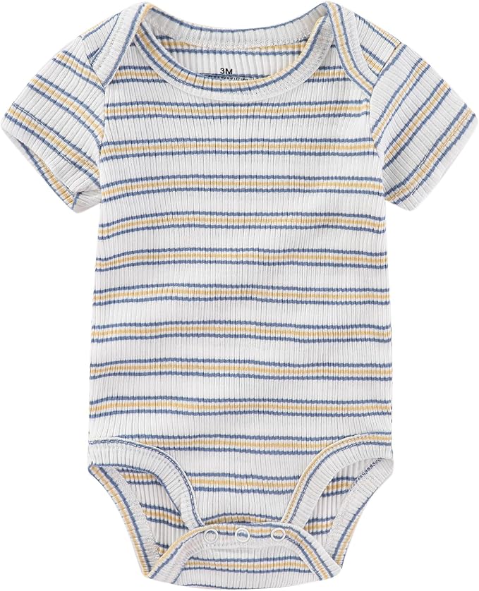 Baby Bodysuits Ribbed Mix Summer Newborn Boy Girl Clothes 5-pack | Multiple - Image 5