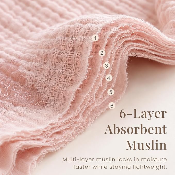 Konssy 7-Pack Muslin Baby Burp Cloths, 6-Layer 100% Cotton | Soft & Absorbent - Image 4