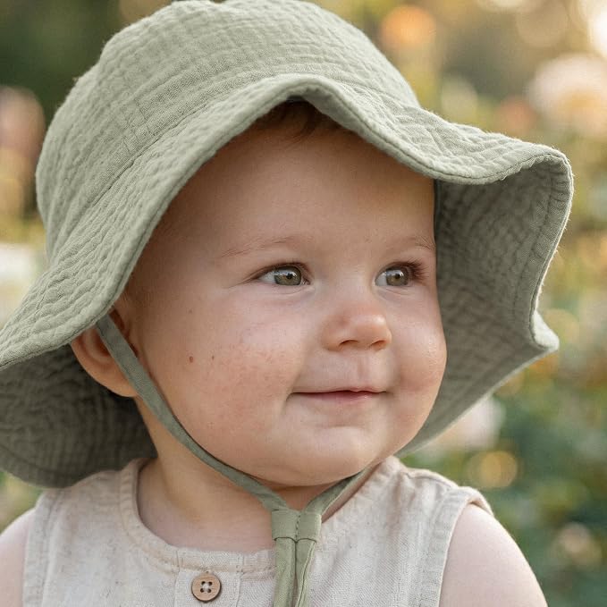 Konssy 2-Pack Muslin Baby Girl Sun Hats - Image 3