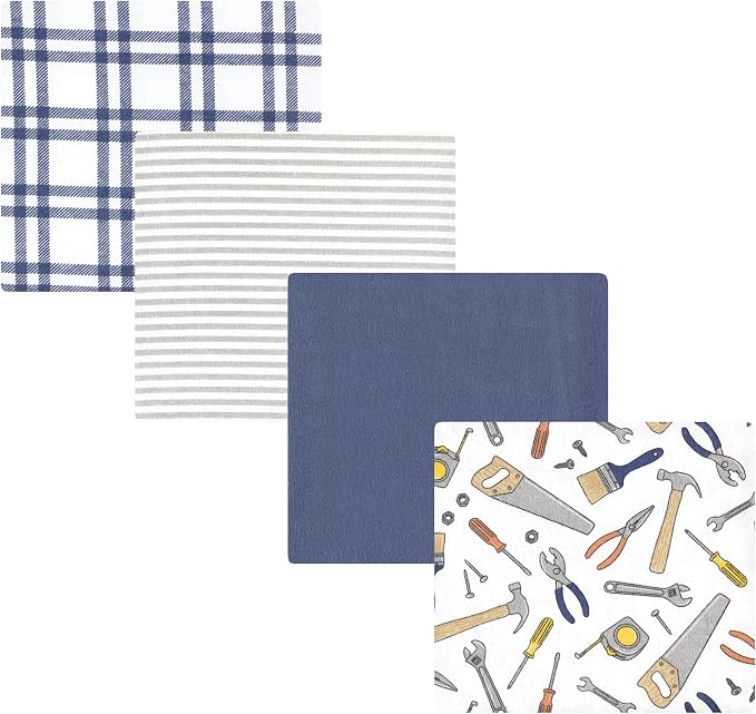 Hudson Baby Unisex Baby Cotton Poly Flannel Receiving Blankets, Construction by HudsonBaby