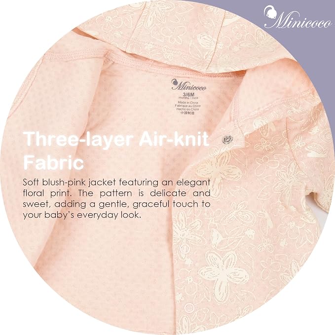 Baby Girl Jacket 0-12M, 100% Cotton Lightweight Comfortable Infant Jacket - Image 3