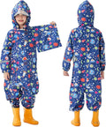 Fewlby Kids Toddler Rain Suit for Boys Girls One Piece Hoodie Zipper Cartoon by FEWLBY