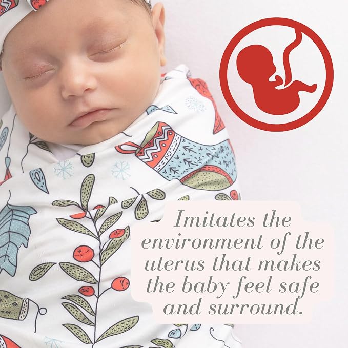 Newborn Swaddle Blanket Set, Headband and Beanie - Image 6