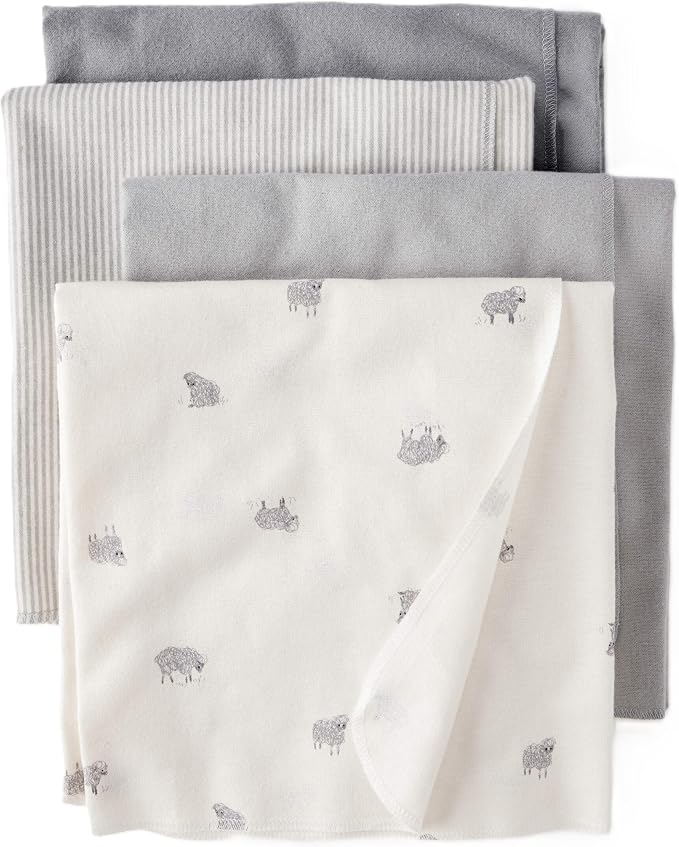 Carter's Baby Unisex Receiving Blankets 4-Pack, Soft Breathable Cotton Swaddle - Image 6