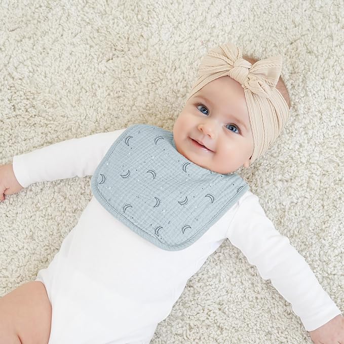 Bearmoss 100% Cotton 10 Pack Muslin Baby Bibs - Image 6