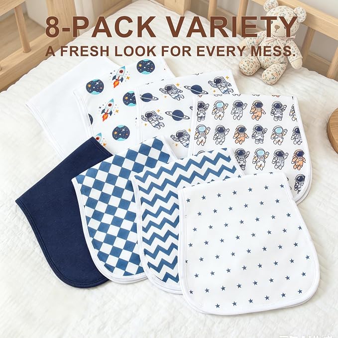 Baby Burp Cloths 8-Pack, Waterproof Burping Cloths, 4-Layer Super Absorbent & - Image 6