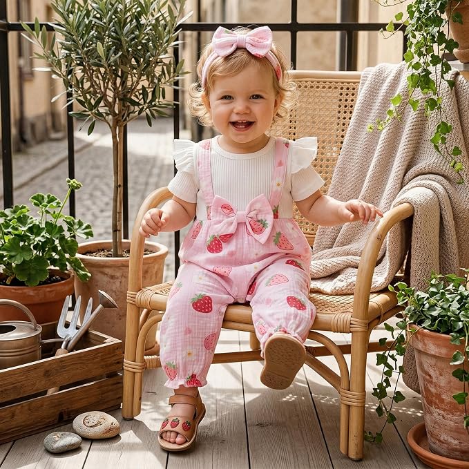 YINGISFITM Newborn Baby Girl Summer Clothes Short Sleeve Bubble Romper Bow - Image 4