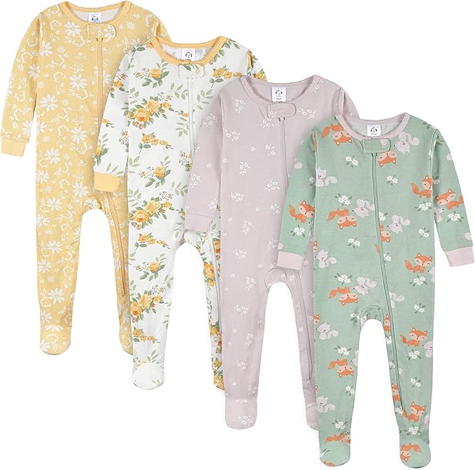 Gerber Baby Girls 4-pack Footed Pajamas by Gerber