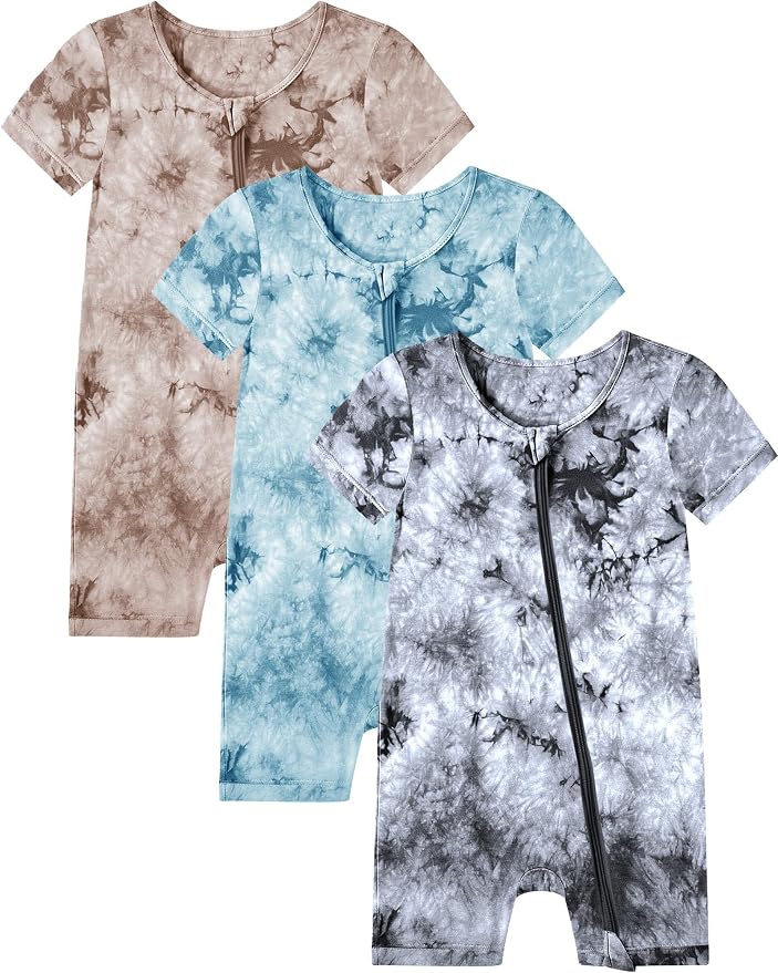 Jimonda Baby Bamboo Viscose Tie Dye Rompers Girl/Boys 3pc Pjs | Premium Soft by JimondaBaby