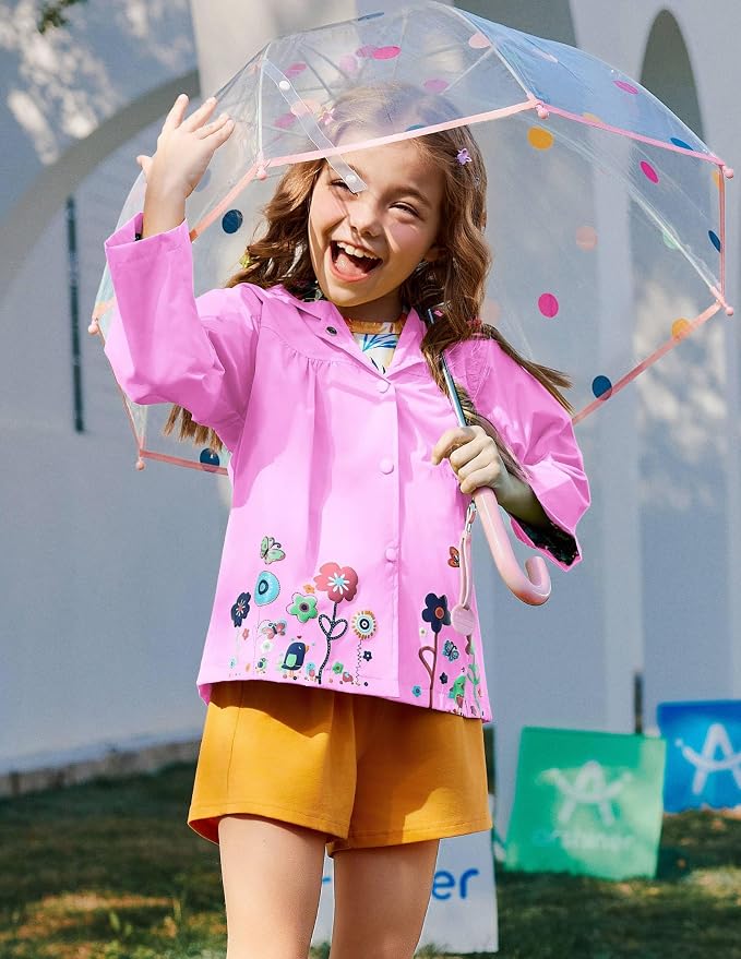 Arshiner Toddler Girls Waterproof Hooded Coat Jacket Outwear Raincoat - Image 3