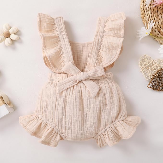 YOUNGER TREE Toddler Baby Girl Ruffled Sleeveless Romper Casual Summer Jumpsuit - Image 3