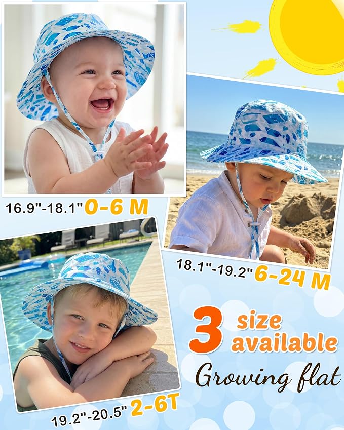 Baby Sun Hat Kids Summer Sun Protection Toddler Bucket Hat Wide Brim Adjustable - Image 5