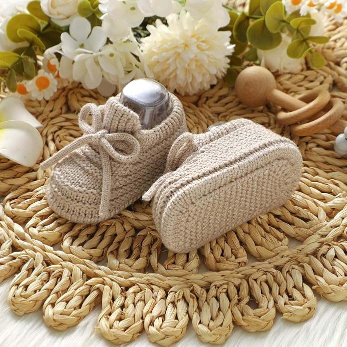 Neiwech Baby Booties Newborn Cozy Soft Warm Knitted Crib Shoes - Image 4