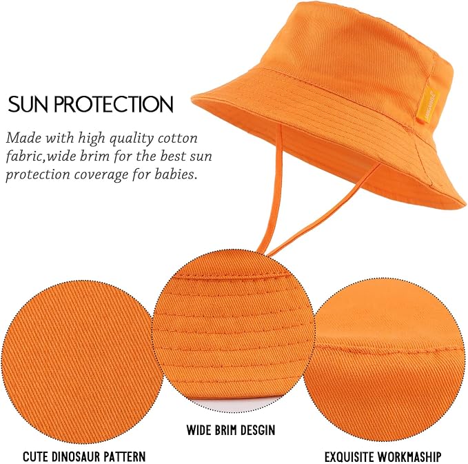 JANGANNSA Cotton Baby Sun Hat Infant Toddler Boys Girls Bucket Hats Summer Sun - Image 3