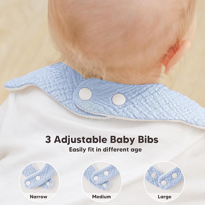 Bearmoss Muslin Baby Bibs for Drooling & Teething Cotton Drool Bib 6 Pack | - Image 5