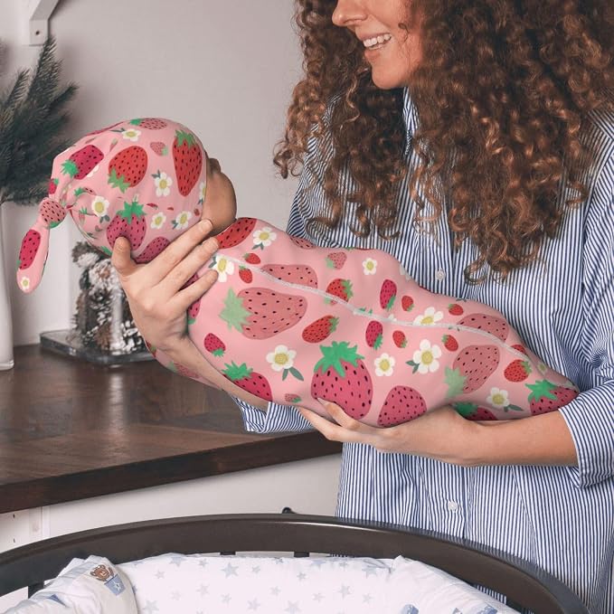 Strawberry Swaddle Blankets Soft Receiving Blanket Baby Swaddle Wrap - Image 4