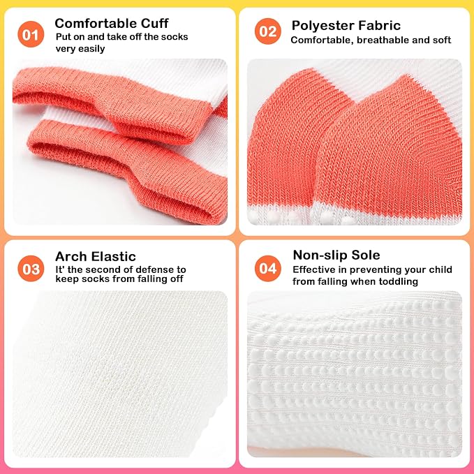 GRPSKCOS Non Slip Toddler Socks 15 Pairs Toddler Grip Anti Skid Low Cut Socks - Image 3