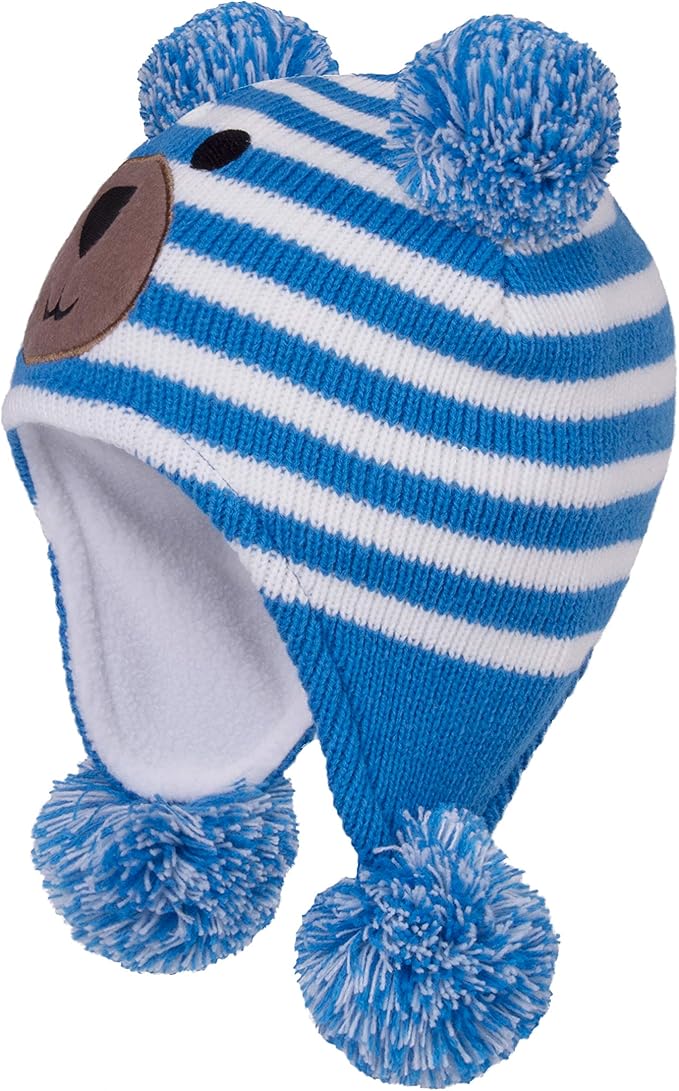 LANGZHEN Toddler Kids Infant Winter Hat,Earflap Knit Warm Cap Fleece Lined Beanie for Baby Boys Girls