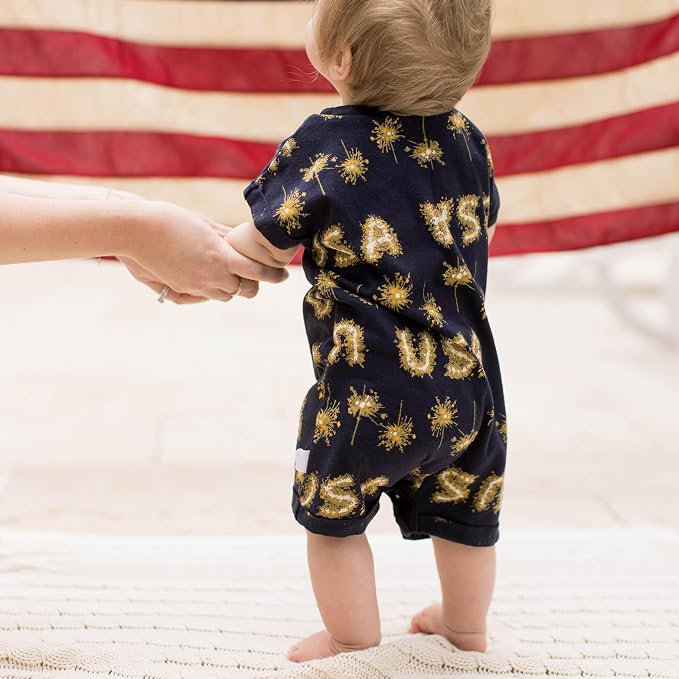 Burt's Bees Baby Baby Boys' Short Sleeve Rompers, 100% Organic Cotton One-piece - Image 3