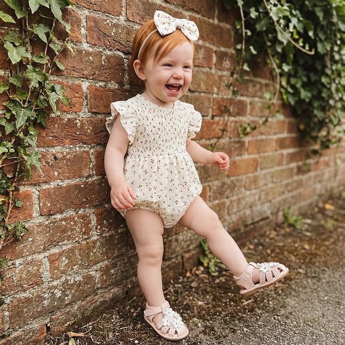 Kavousa Newborn Baby Girl Clothes Summer Bubble Romper Headband Outfit - Image 3