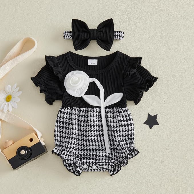 Giraropa Newborn Baby Girl Clothes Smocked Bubble Romper Dress + Socks + - Image 7