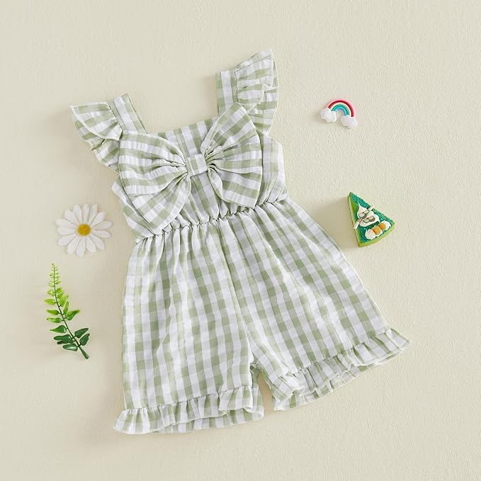 Little Girl Romper Toddler Overalls Summer Bow Jumpsuit Boho Outfit 6M-5T - Image 7