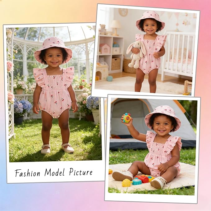 Baby Girl Floral Smocked Romper Outfit - Image 2