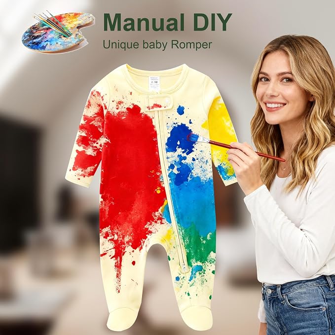 Hikido Baby Romper 100% Organic Cotton Pajamas One Piece Long Sleeve Zipper - Image 5
