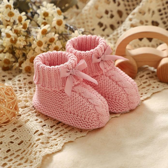 Baby Booties Newborn 100% Cotton Cozy Knit First Shoes | Soft Cute Shower Gift - Image 3