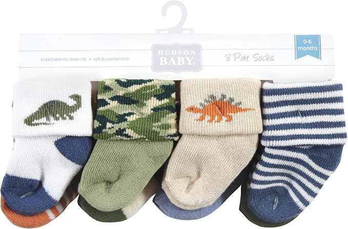 Hudson Baby Baby 8-pack Cotton Rich Newborn and Terry Socks - Image 2