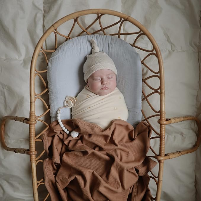mushie Stretchy Baby Swaddle Blanket | Extra Soft & Snug Fit | 47"x47" - Image 5